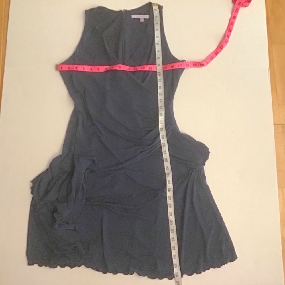 Carmen Marc Valvo Luxe Dress Navy Blue Ruching - Picture 10 of 15